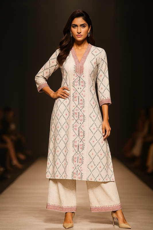 Ivory Palazzo|Ethnic wear-DK2482