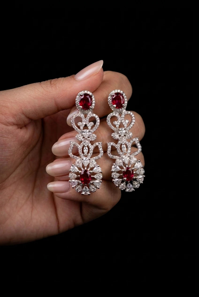 Ruby Radiance Ear Rings|ZR2543