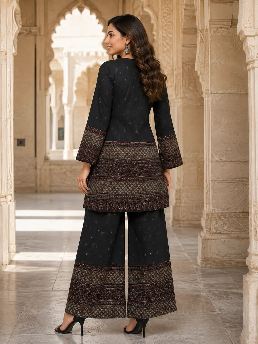 Noir Gajji Silk Palazzo Set