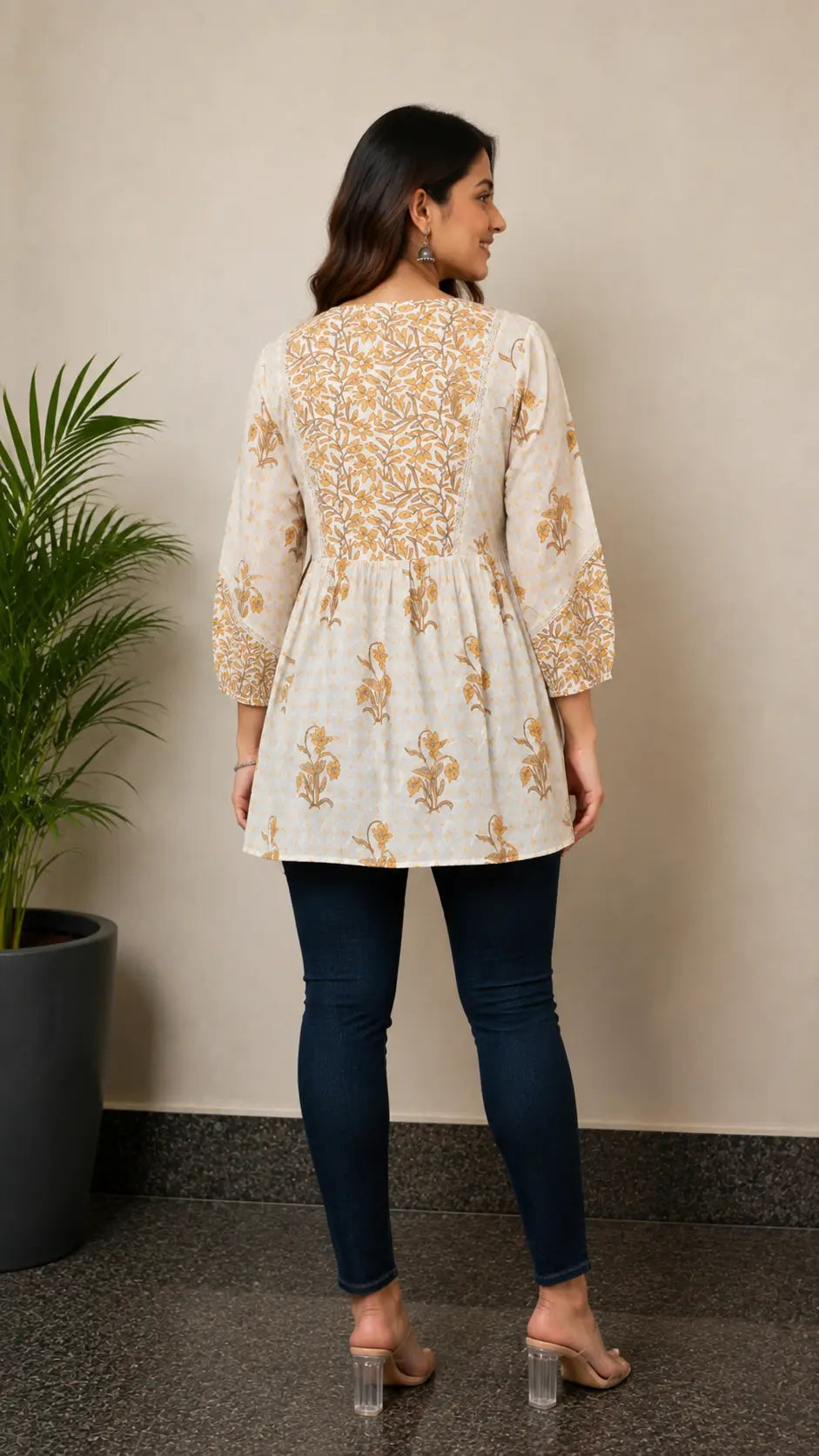 Yellow Peplum Kurti|Ethnic wear-DK2439