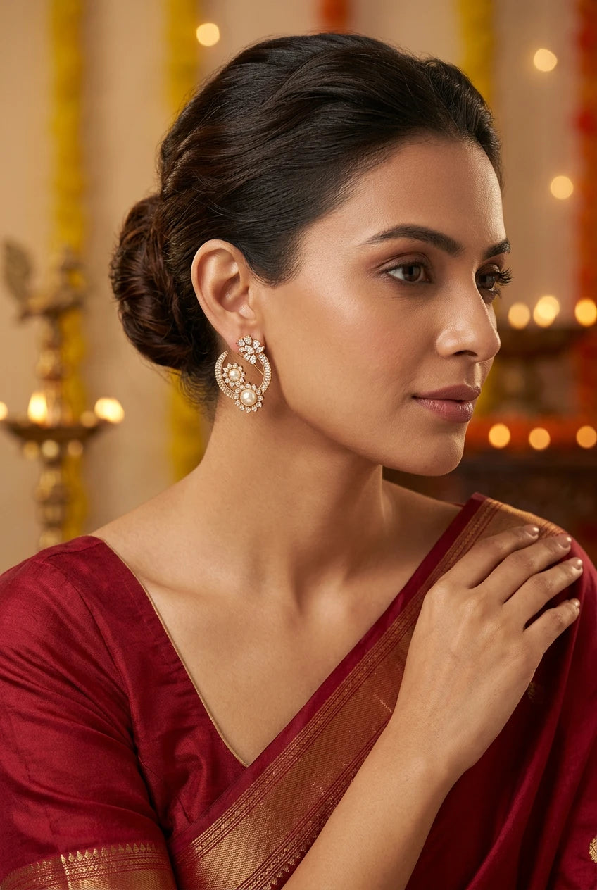 Pearl Crescent Ear rings|ZR253