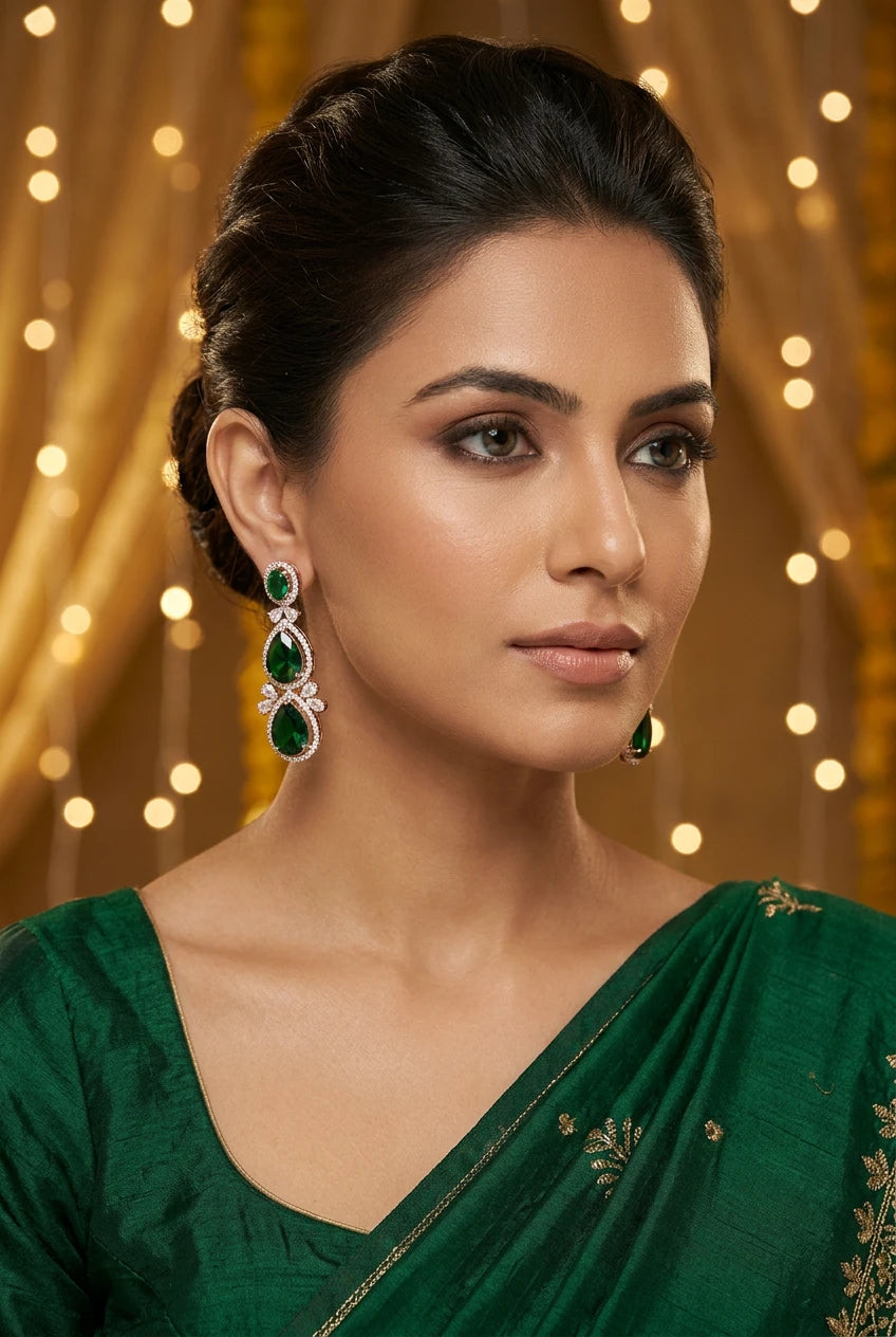 Emerald Aura Ear rings|ZR2522