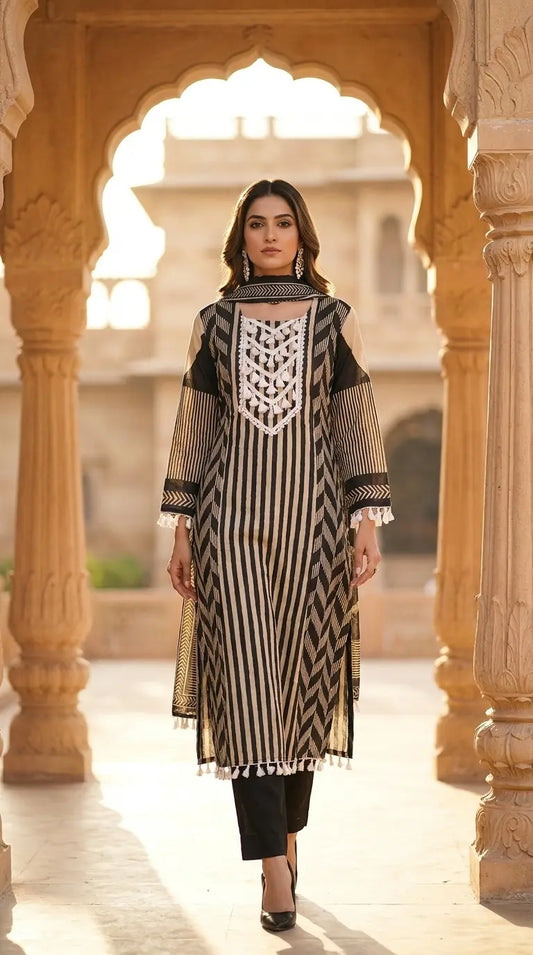Noir Tassel Kurti set|Ethnic wear-DK2426