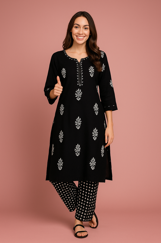 BLACK KURTI SET