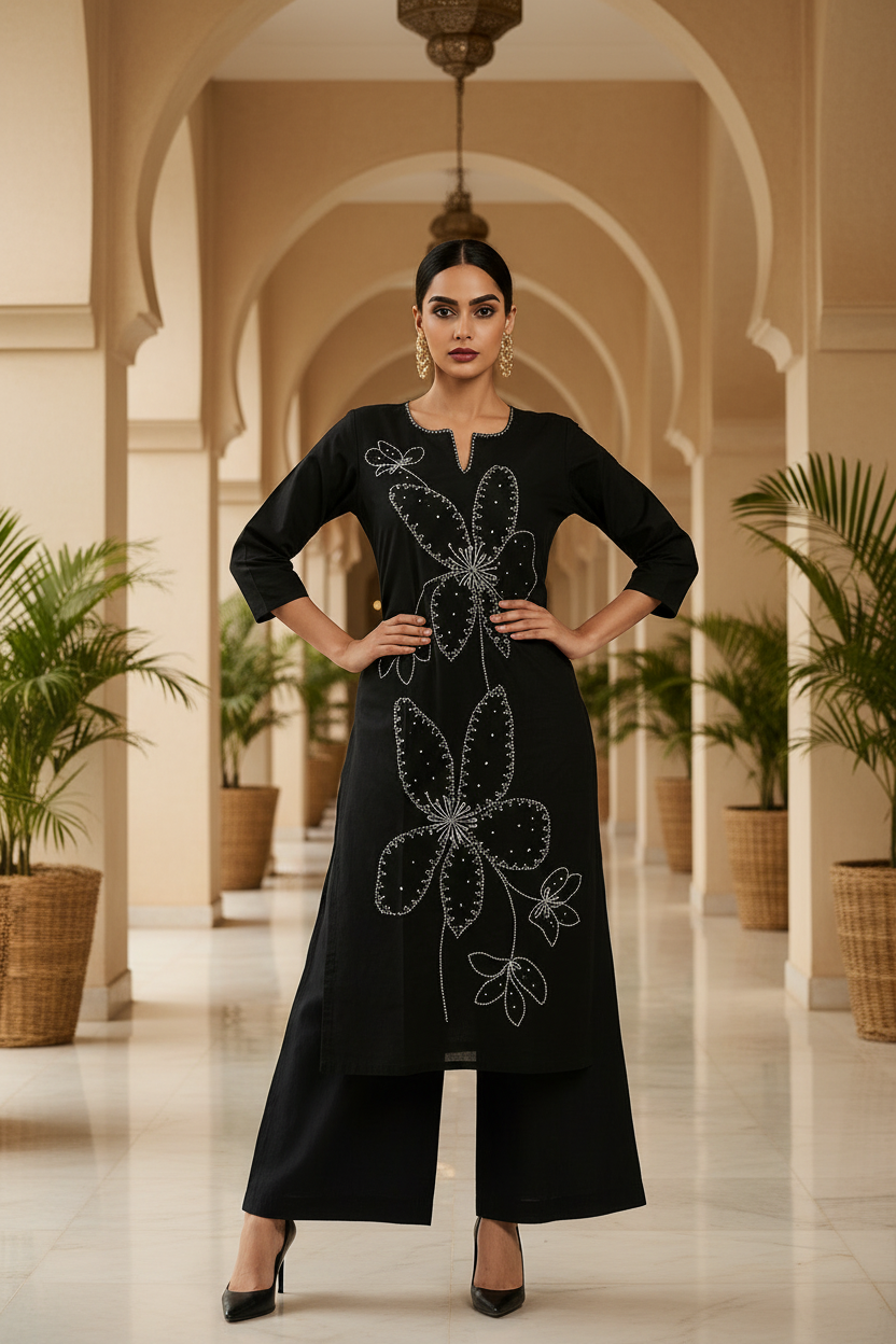 MIDNIGHT BLOOM PLAZZO