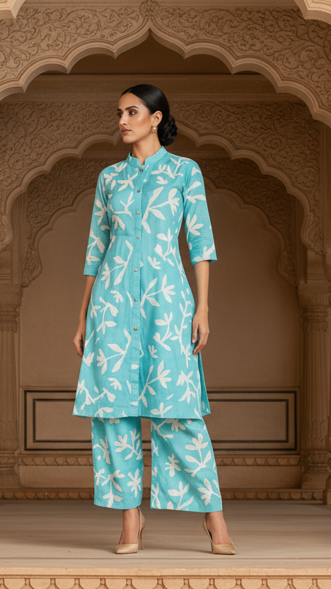BLUE PLAZZO SET
