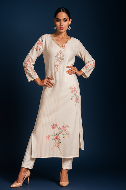 IVORY KURTI SET
