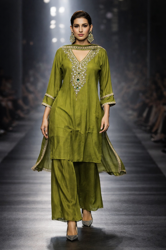 OLIVE ANARKALI KURTI