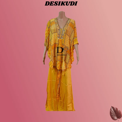 YELLOW PRINTED KAFTAN
