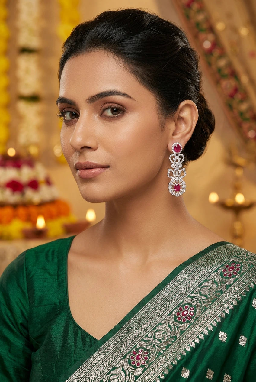 Ruby Radiance Ear Rings|ZR2543
