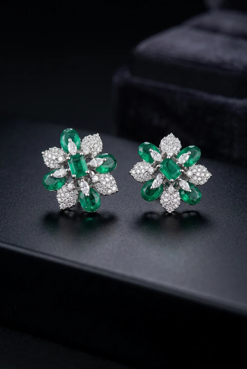 Emerald Stud Ear rings|ZR2544