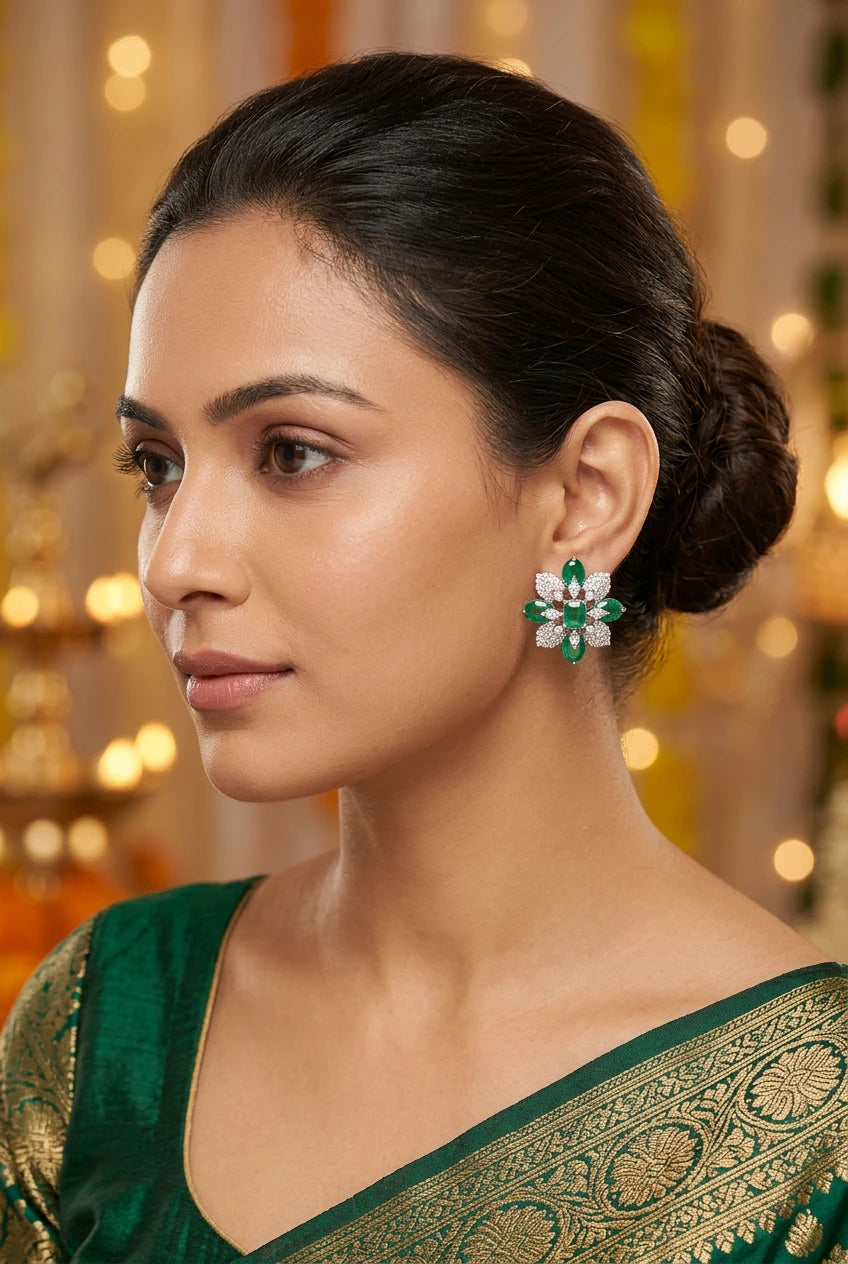 Emerald Stud Ear rings|ZR2544