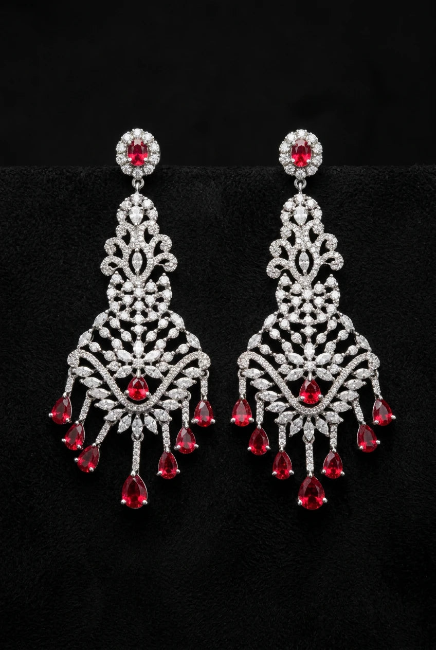 Ruby Chandlier Ear rings|ZR2546