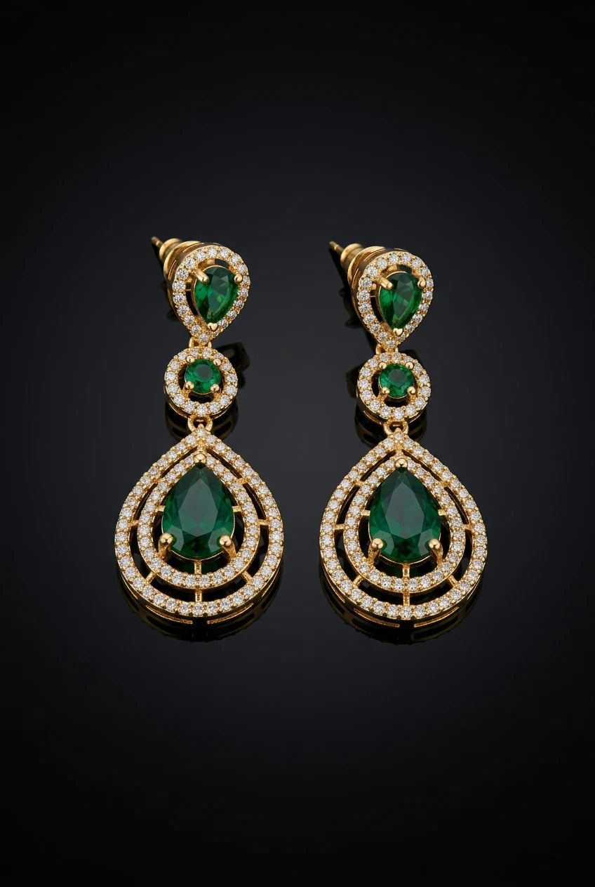 Emerald Halo Ear Rings|ZR2548
