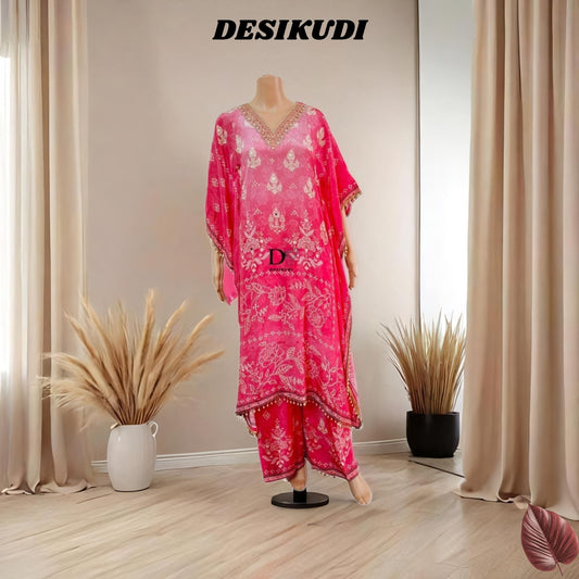 PINK DOLA SILK KAFTAN