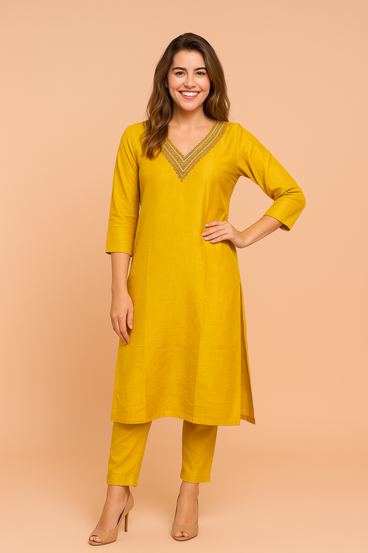 GOLDEN GLOW KURTI SET