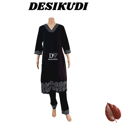 BLACK EMBROIDERED KURTI