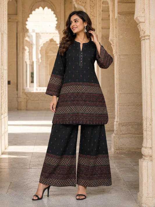 Noir Gajji Silk Palazzo Set