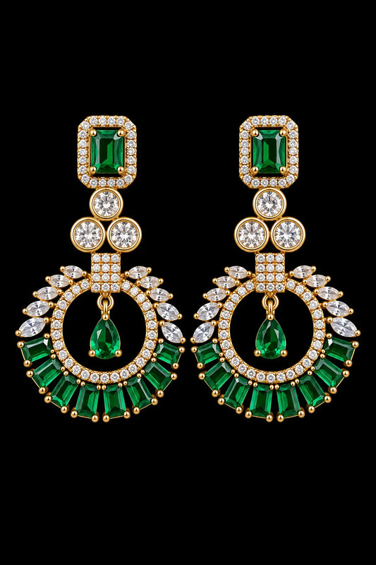 Emerald Chandlier Ear rings|ZR2558