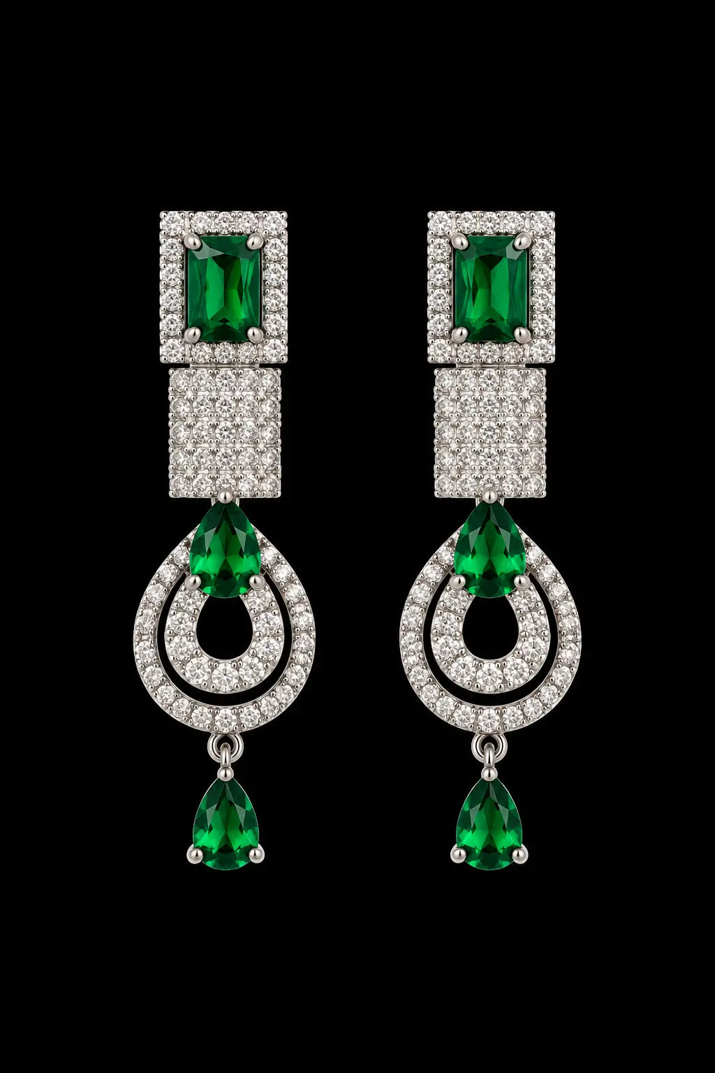 Emerald Bloom chandlier ear rings|ZR2551