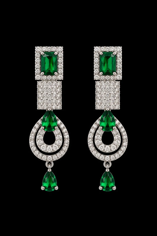 Emerald Bloom chandlier ear rings|ZR2551