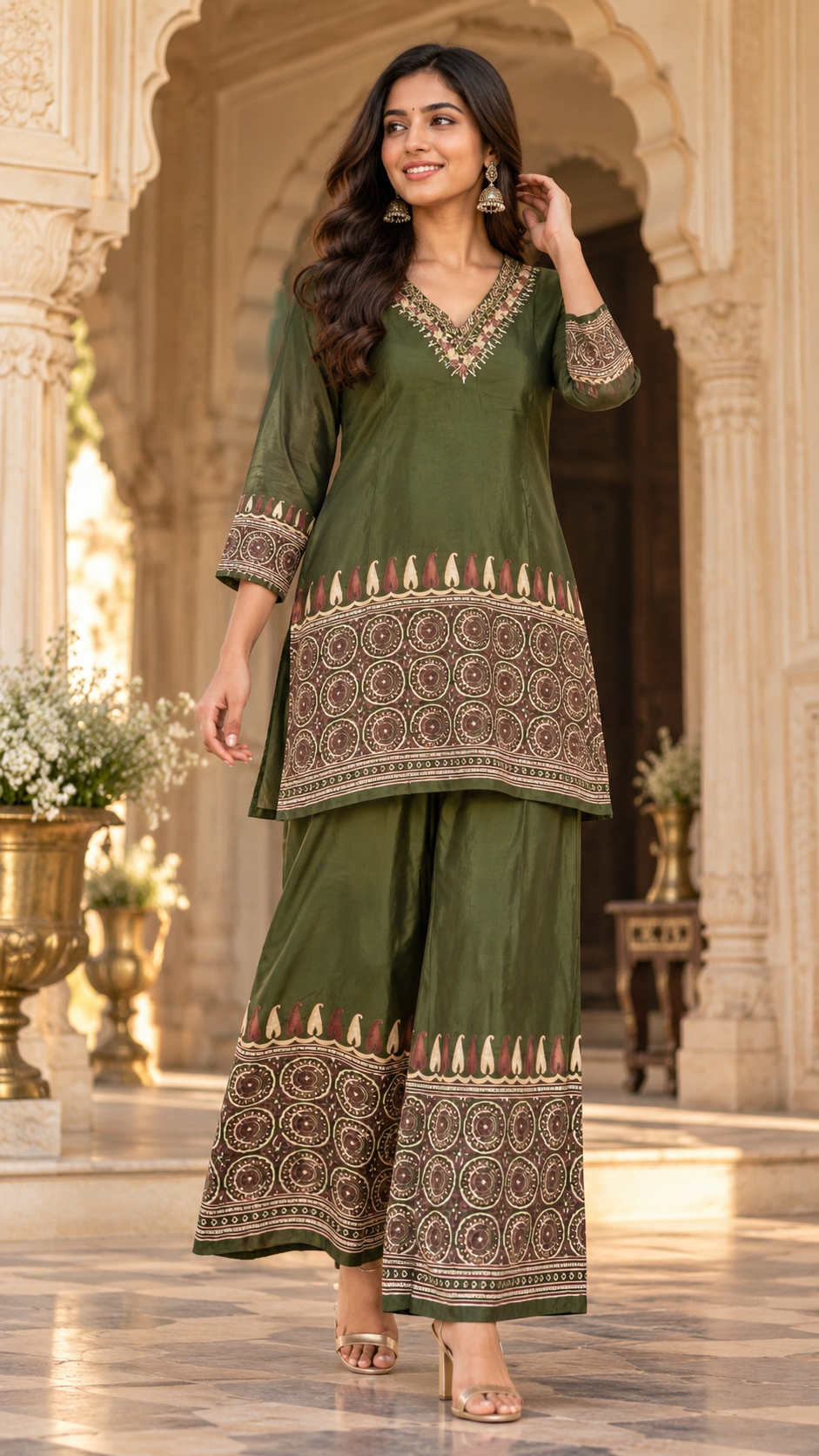 Green Gajji Plazzo set