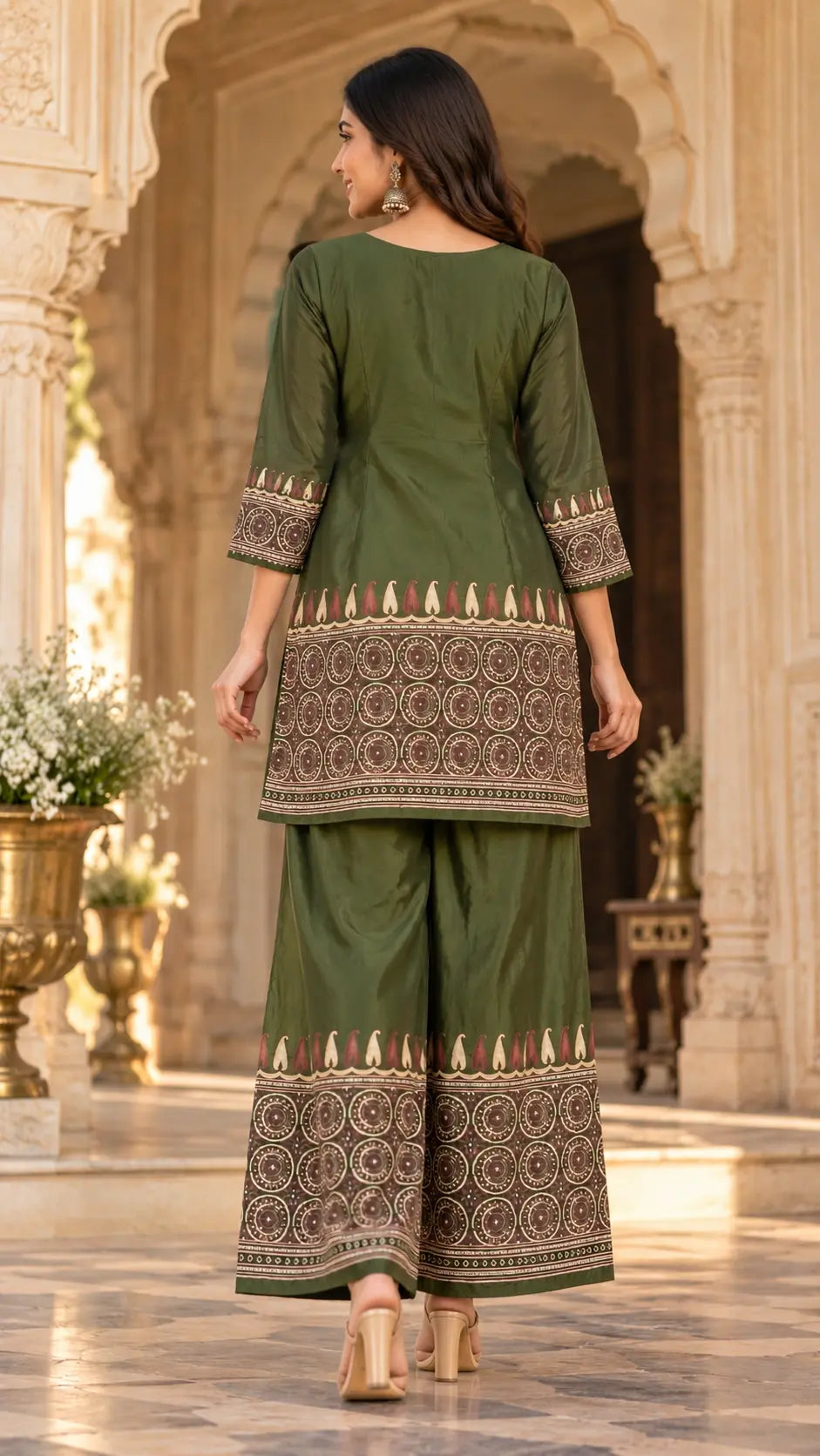 Green Gajji Silk plazzo