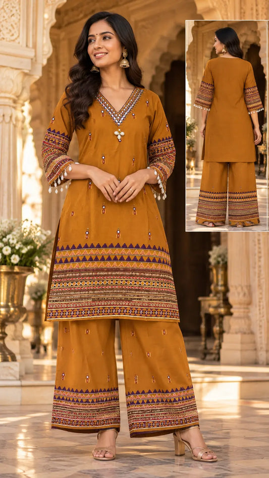 Yellow Gajji Palazzo Set
