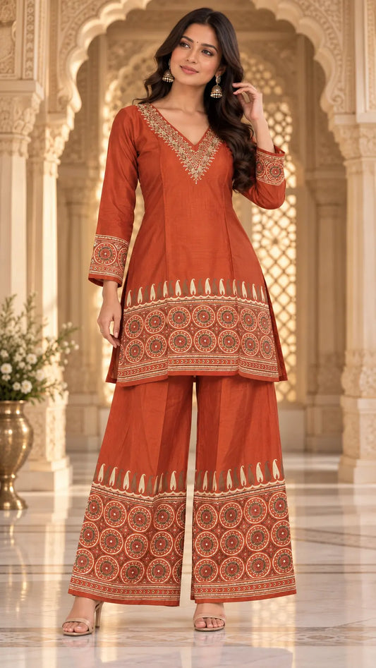 Orange Gajji Plazzo Set