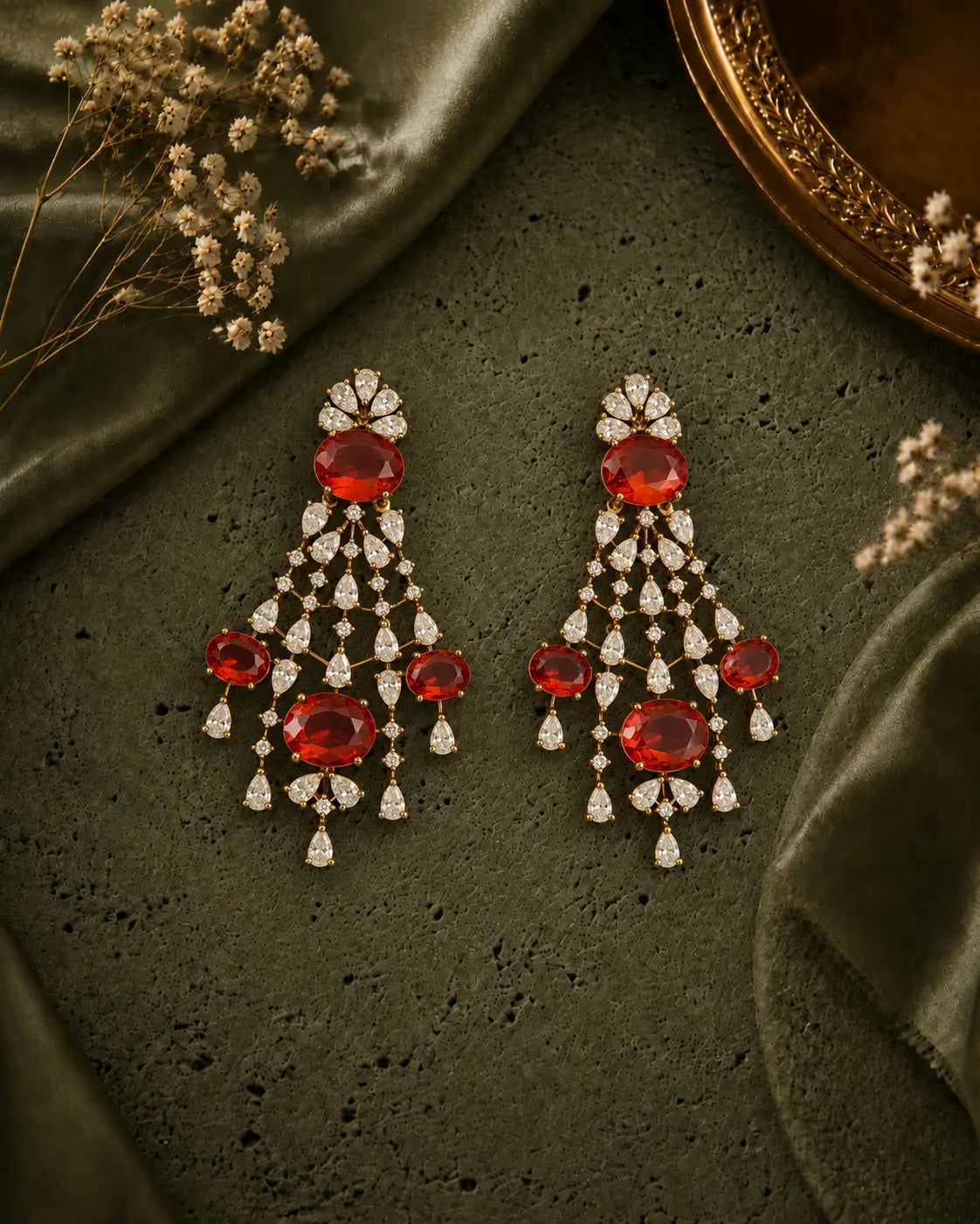Ruby red Ear Rings