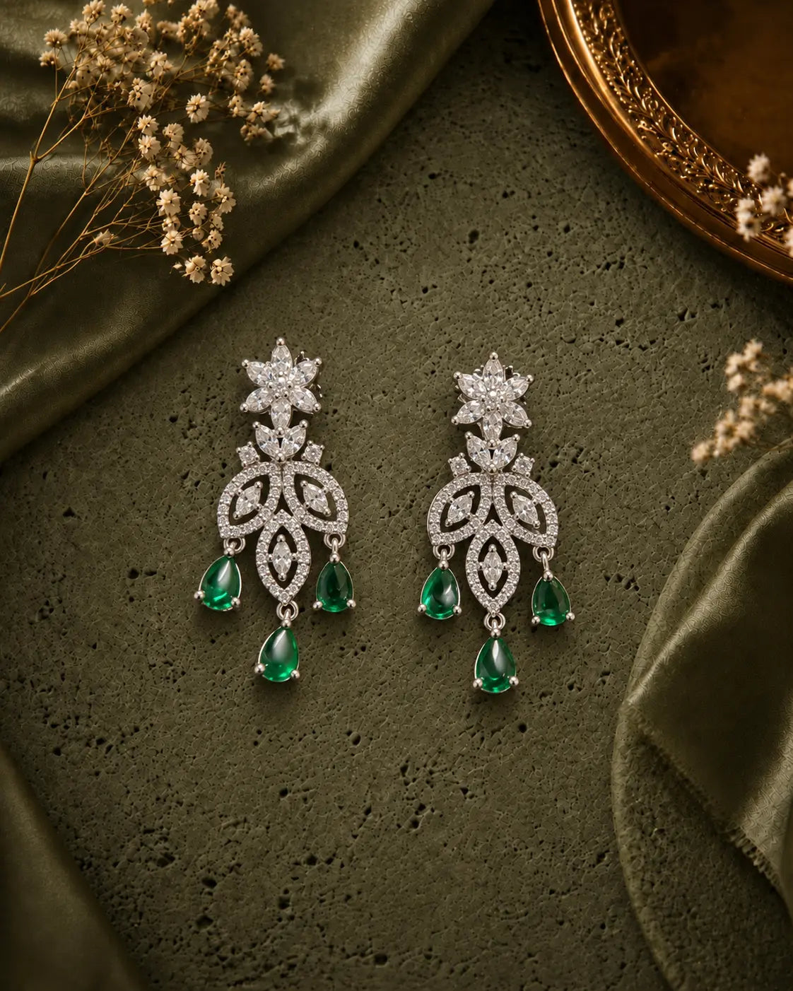 Green Petal Earrings