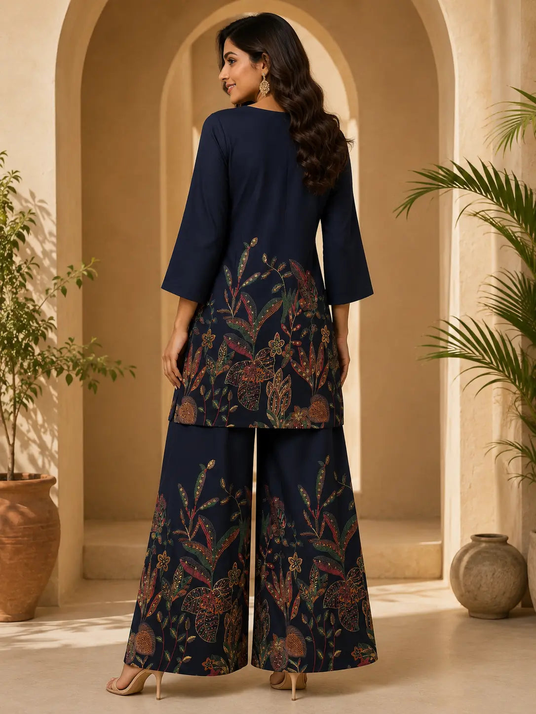 Navy Bloom Set|Ethnic Wear-DK2416