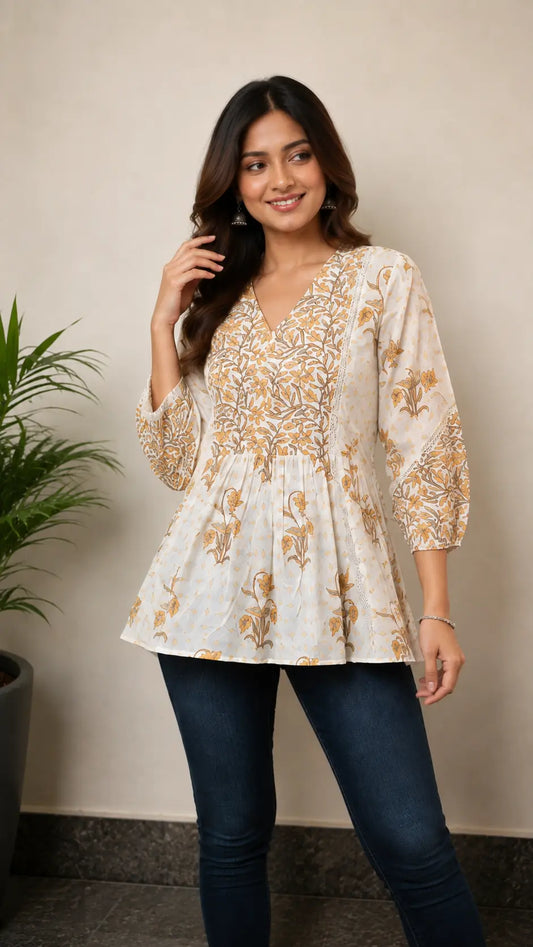 Yellow Peplum Kurti