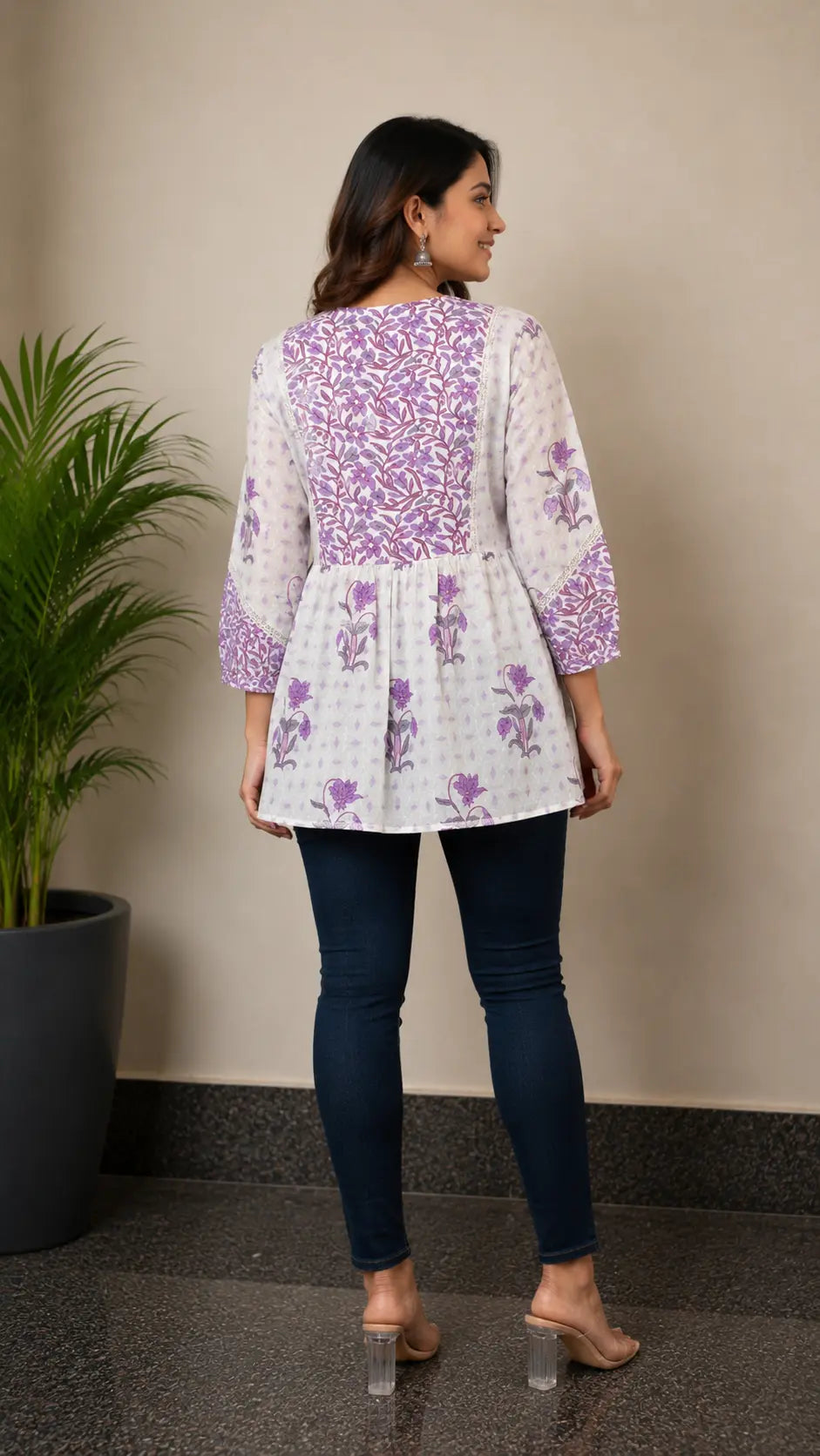 Lilac Peplum Kurti|Ethnic wear-DK2440