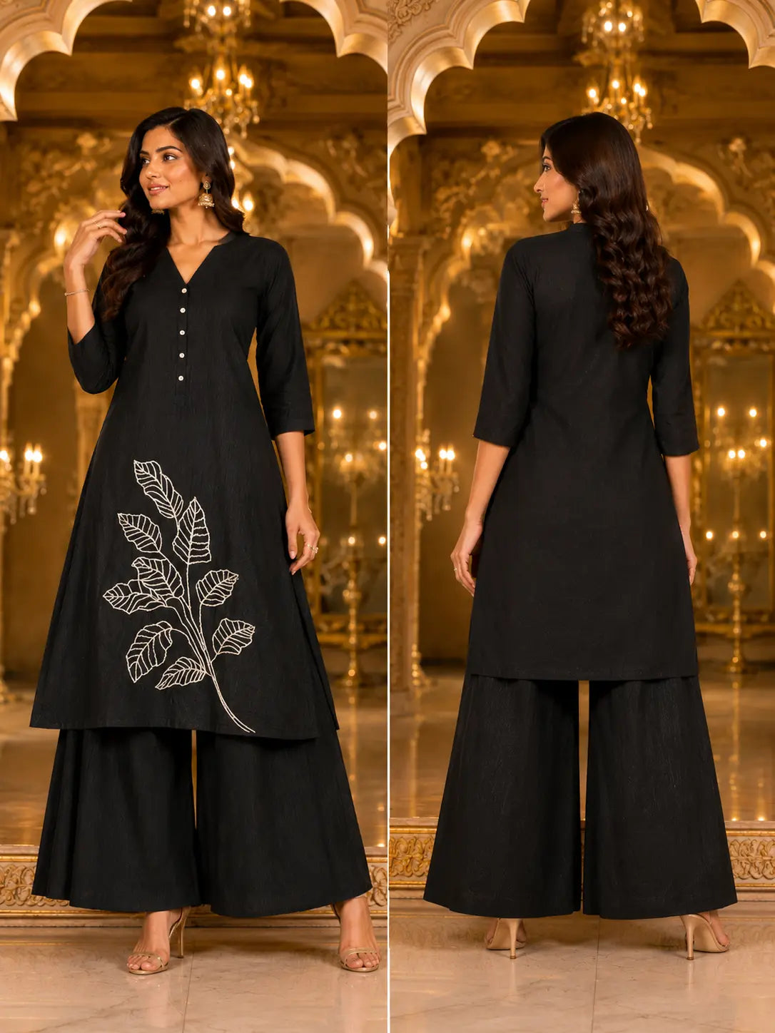 Noir Palazzo set|Ethnic wear-DK2421