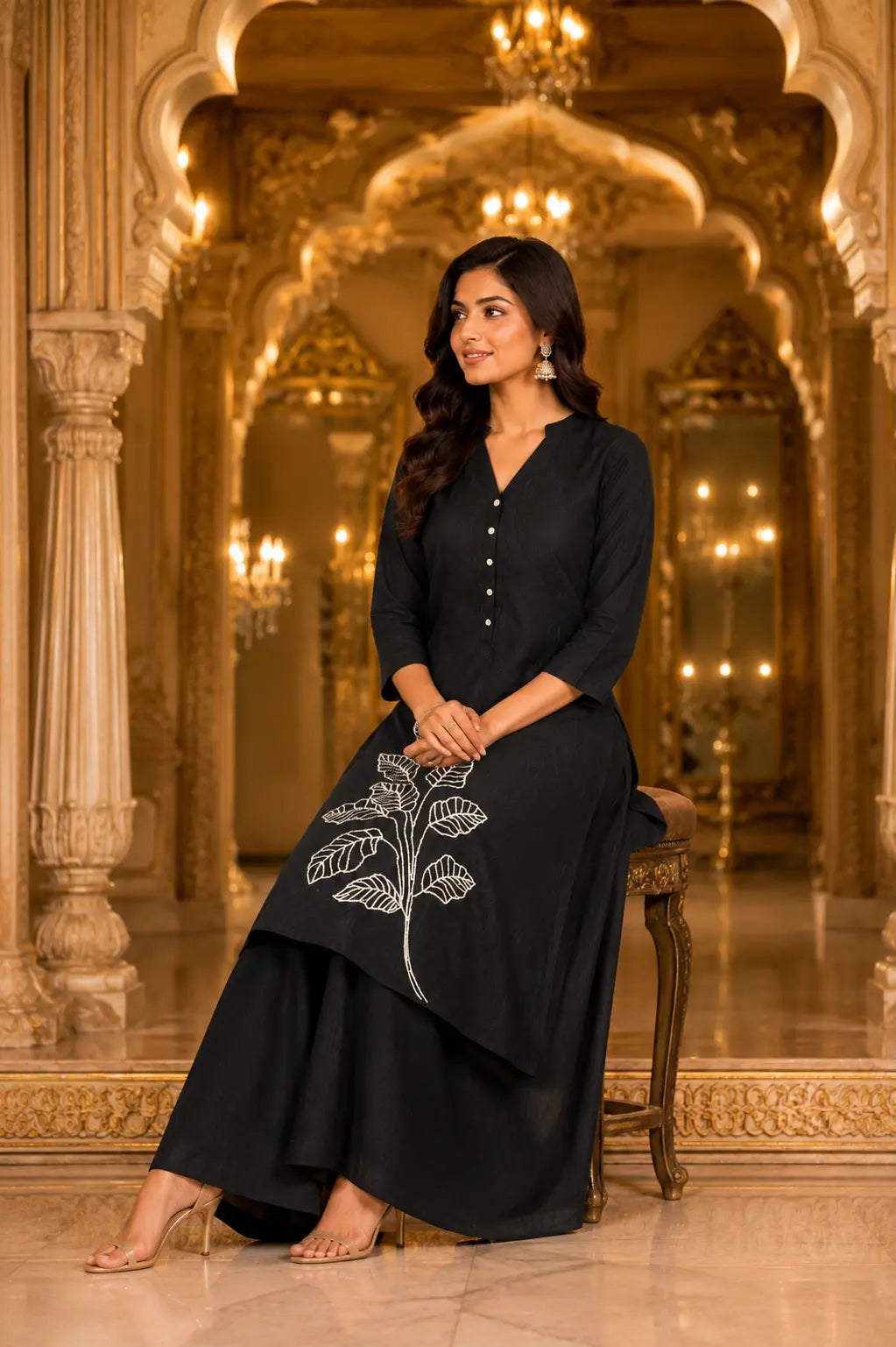 Noir Palazzo set|Ethnic wear-DK2421