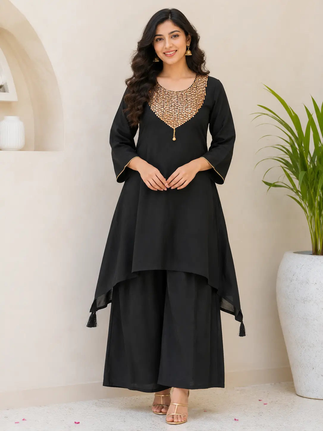 Noir Crepe Palazzo Set