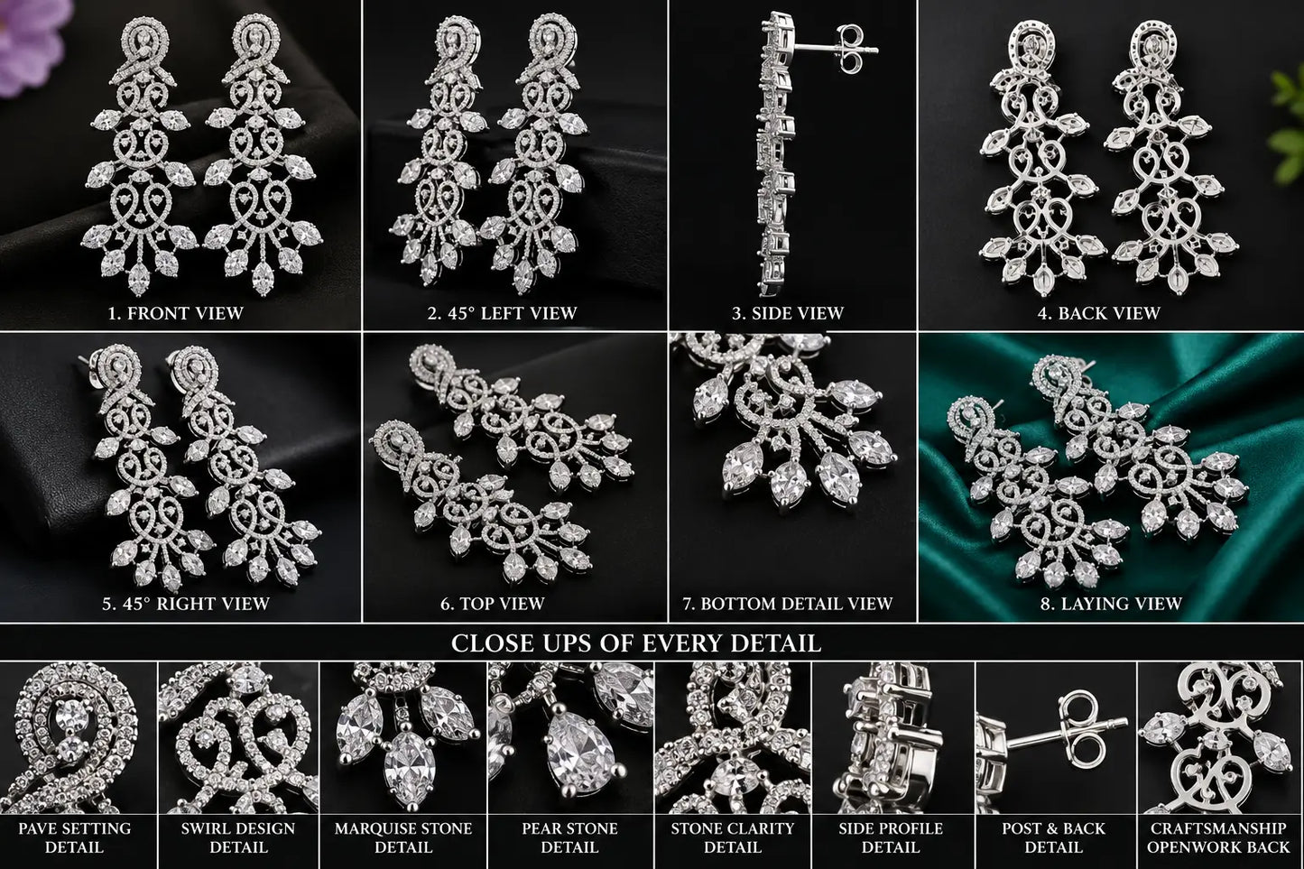 CRYSTAL FERN EAR RINGS