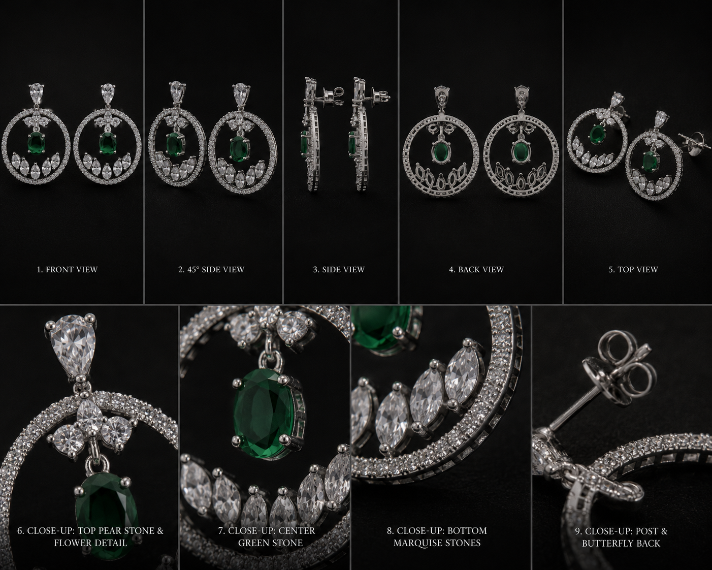 Green Halo Ear Rings