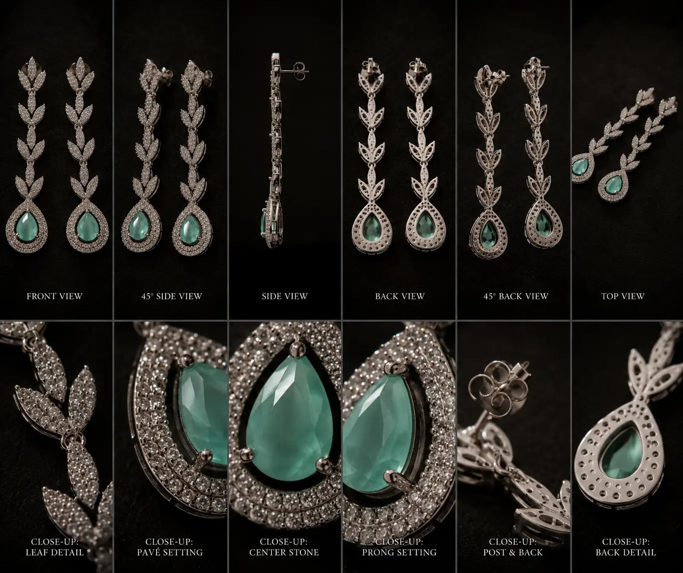 Aqua vine Ear rings