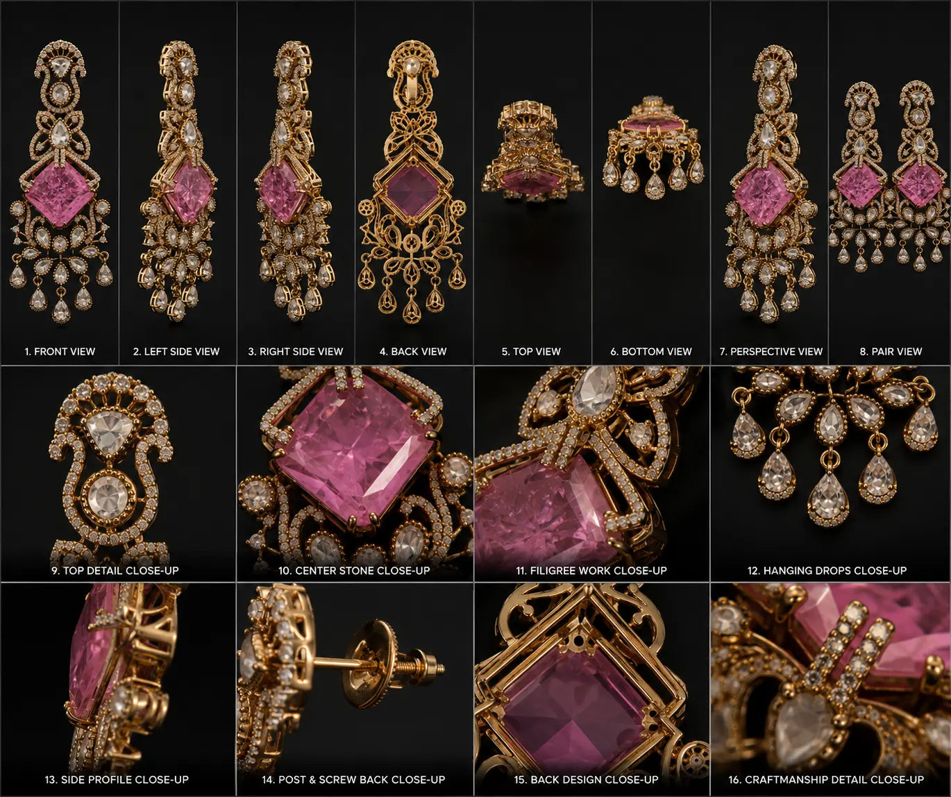 Pink Crystal Ear rings