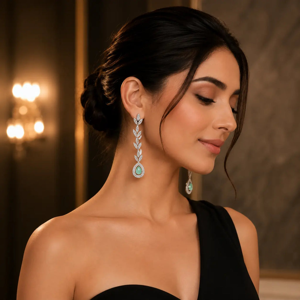 Aqua vine Ear rings