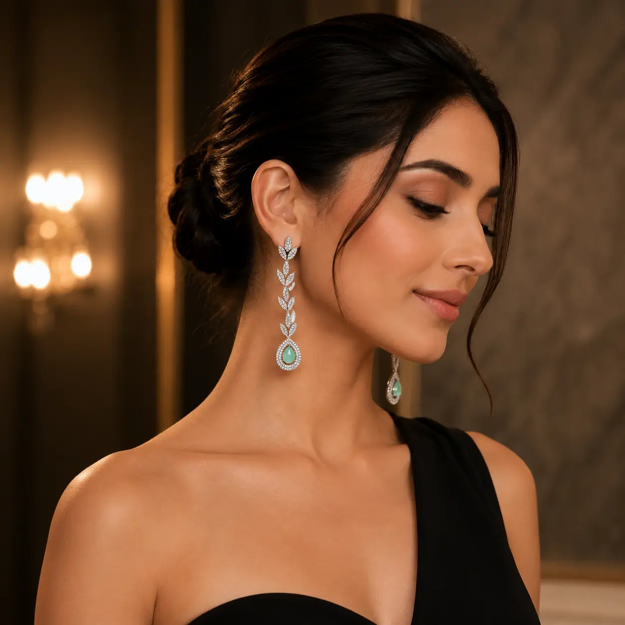 Aqua vine Ear rings
