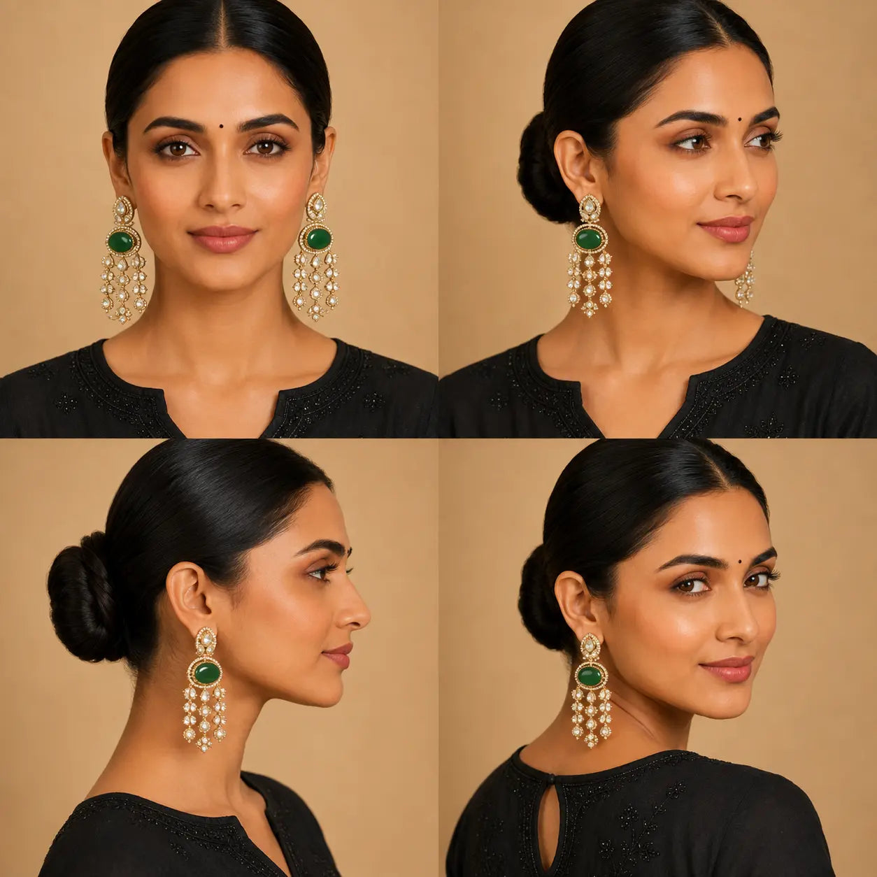 Emerald Jhalar Ear rings
