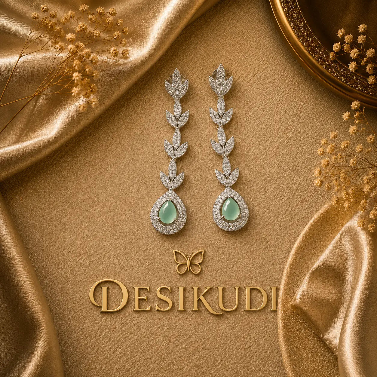 Aqua vine Ear rings
