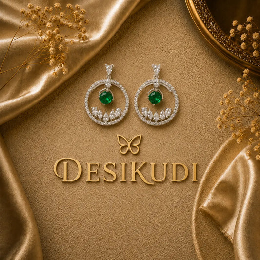 Green Halo Ear Rings