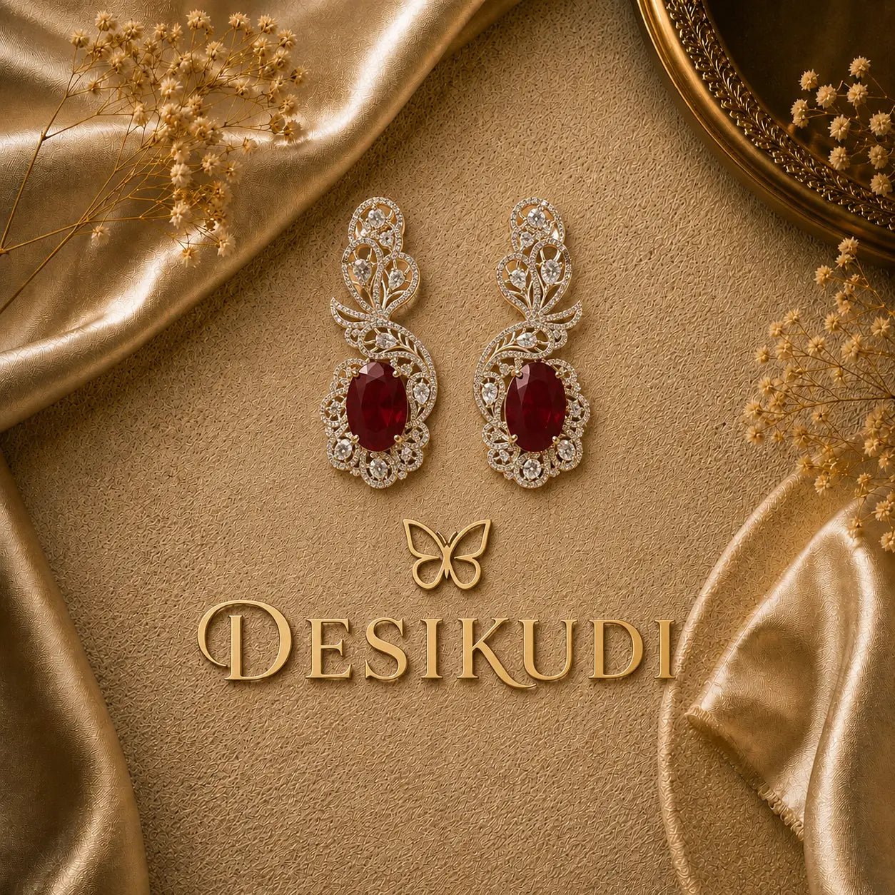 REGAL RUBY EAR RINGS