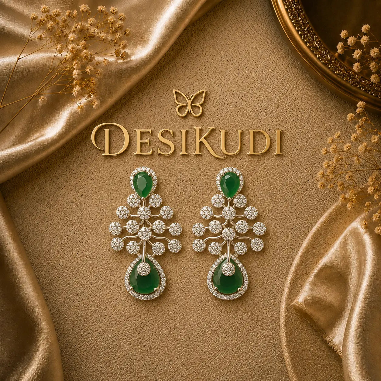 EMERALD MIRAJ AD EAR RINGS