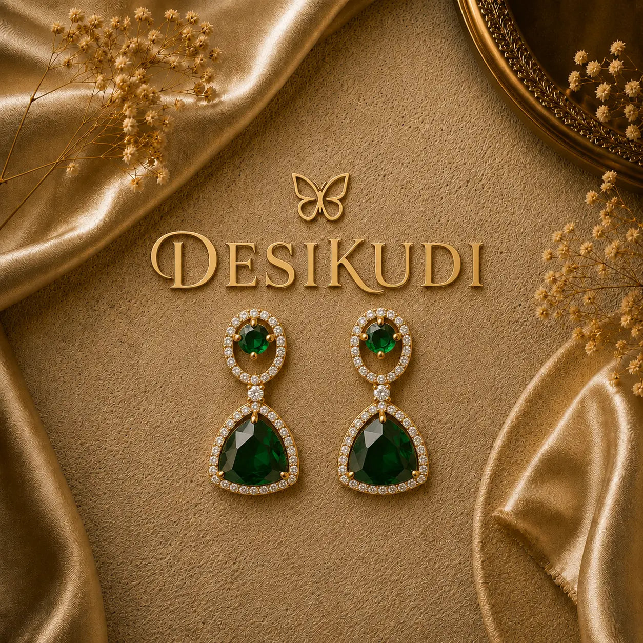 EMERALD AURA EAR RINGS