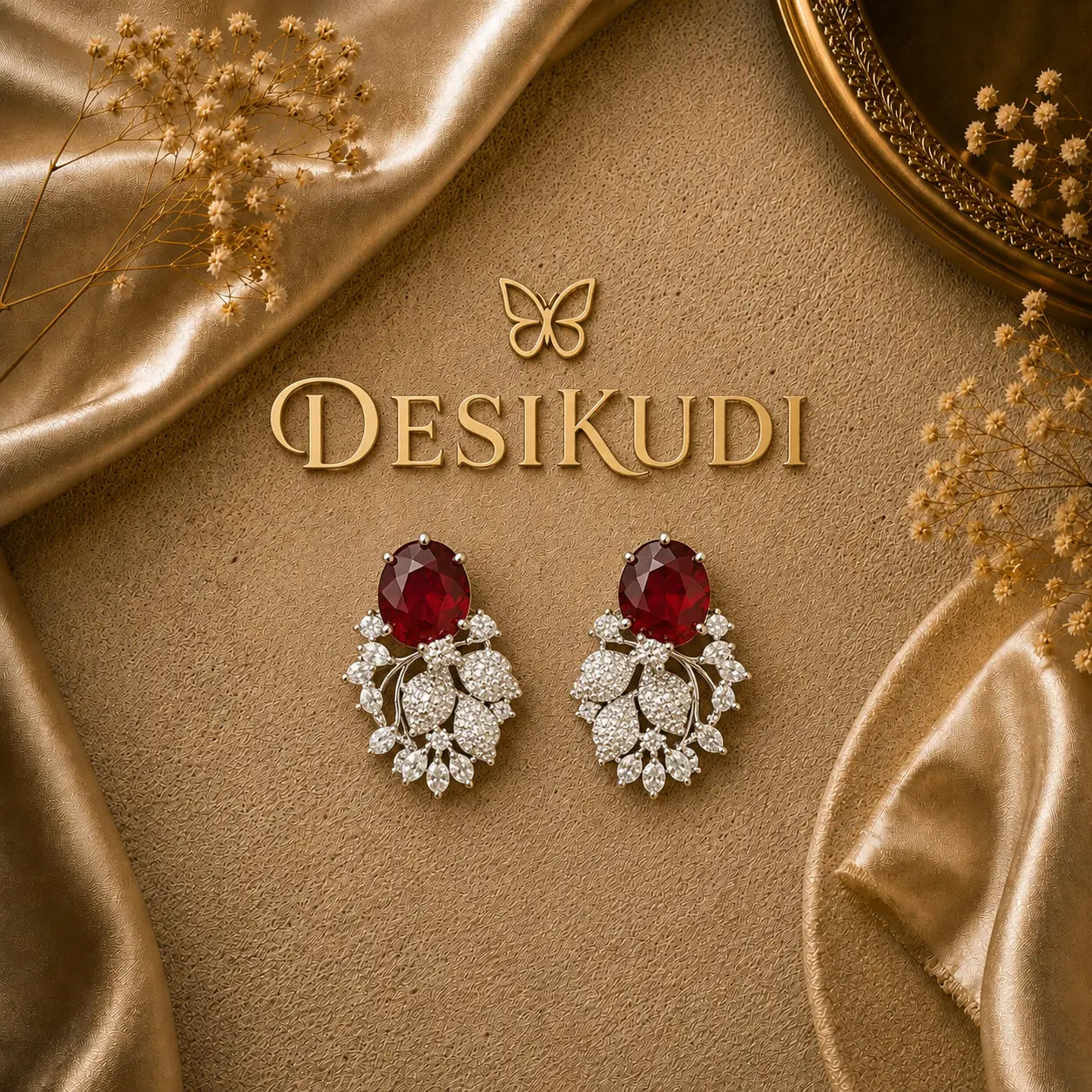 CRIMSON FLORA EAR RINGS